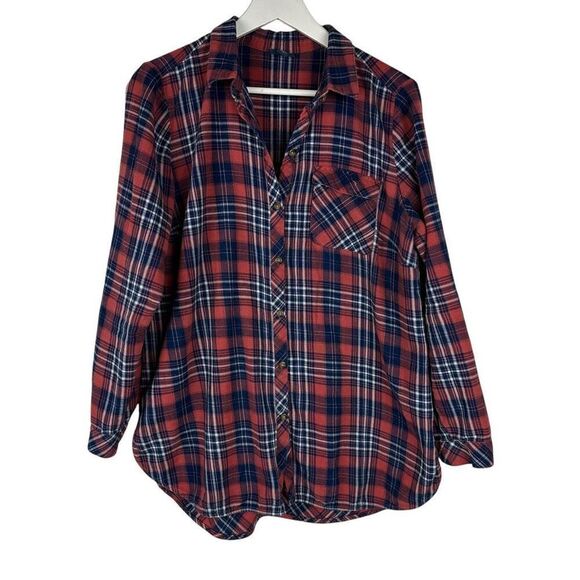 J. Jill Tops - J. Jill Denim Tunic Length Flannel Shirt size medium